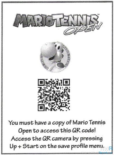 Australian/European Black & White Yoshi Mario Tennis QR Codes Revealed