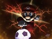 Mario sets up for the Striker shot