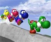 Green Yoshi on the lam from his pals...
